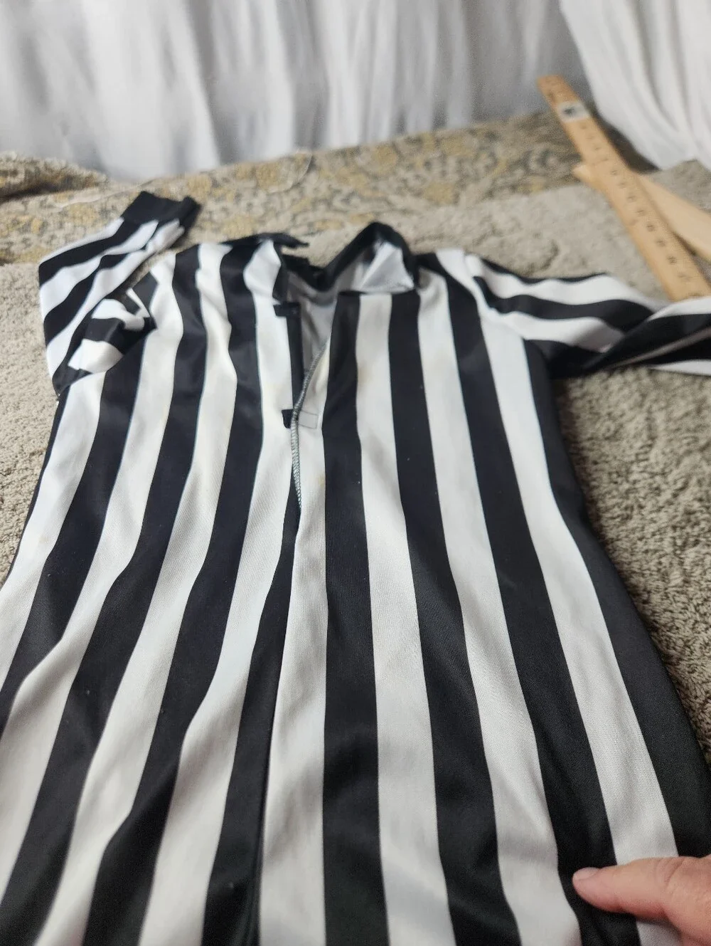 Kid's Beetlejuice Stripe Jumpsuit Halloween Costume size M